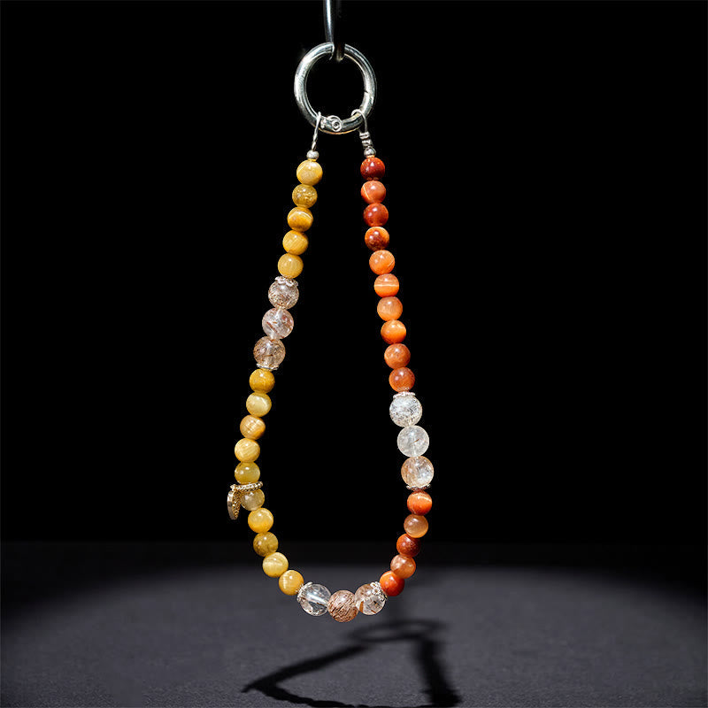 Buddha Stones Golden Tiger Eye Red Tiger Eye Heart Charm Strength Key Chain Phone Hanging Decoration - image 4