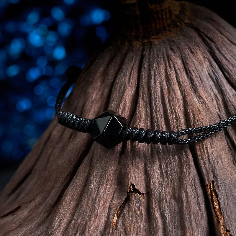 Buddha Stones Natural Black Obsidian String Braided Strength Bracelet - image 3