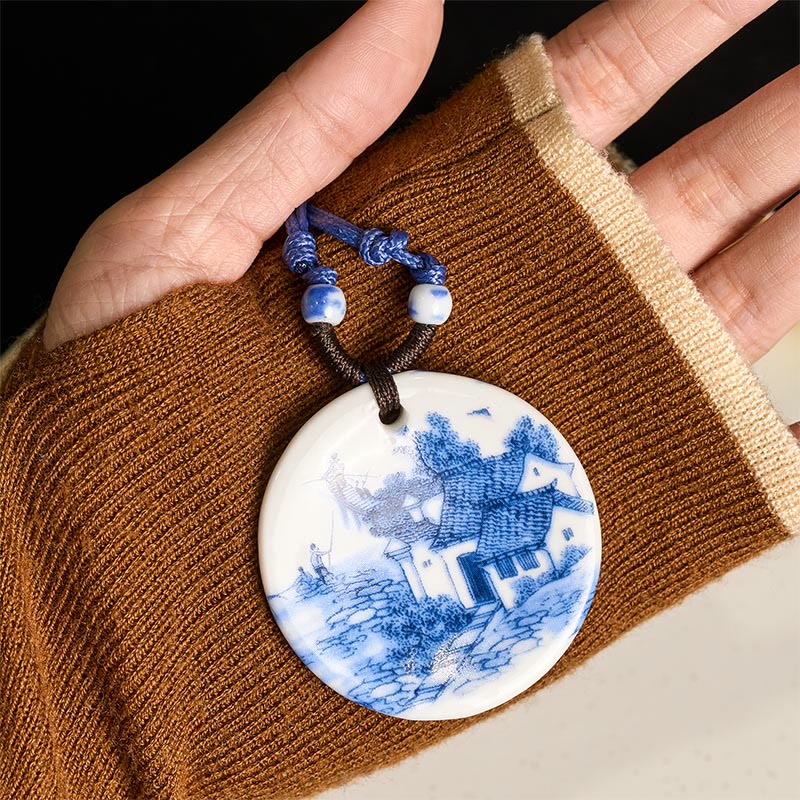 Buddha Stones Ethnic Peony Peach Blossoms Lotus Symbol Ceramics Necklace Enlightenment Pendant - image 16