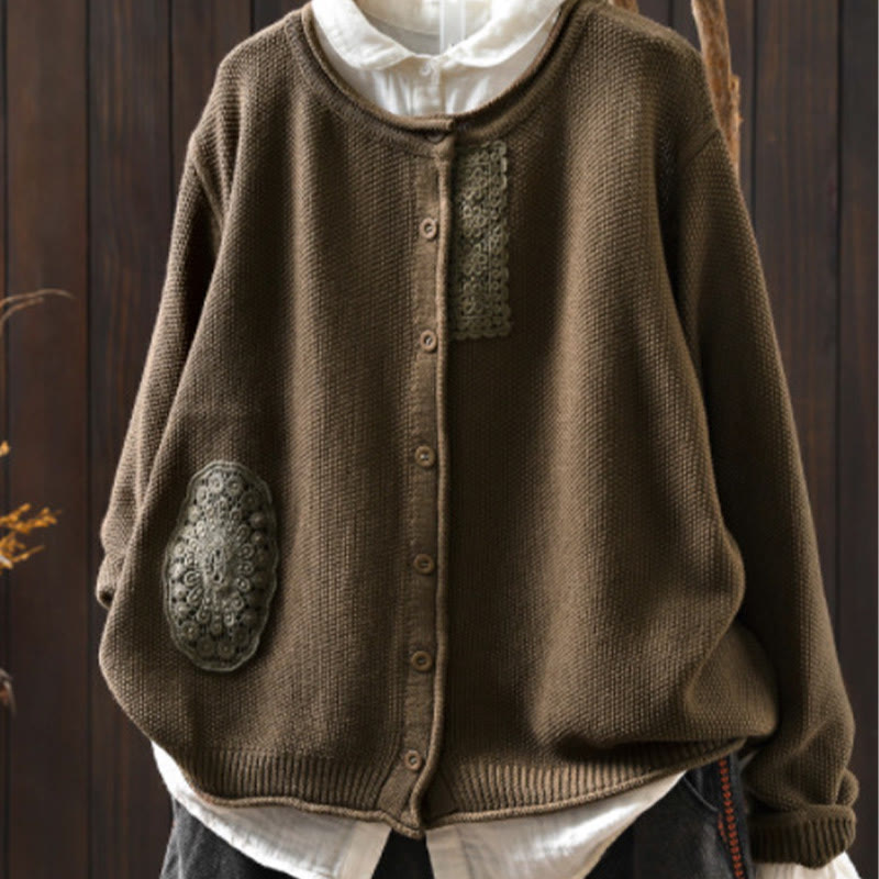 Buddha Stones Fall Floral Buttons Cotton Women's Long Sleeve Knitted Cardigan Sweater - Peru - US4-6,UK/AU8-10,EU36-38 (F) - image 3