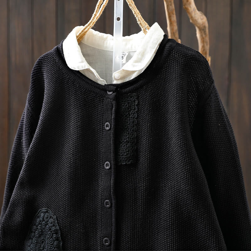Buddha Stones Fall Floral Buttons Cotton Women's Long Sleeve Knitted Cardigan Sweater - image 29
