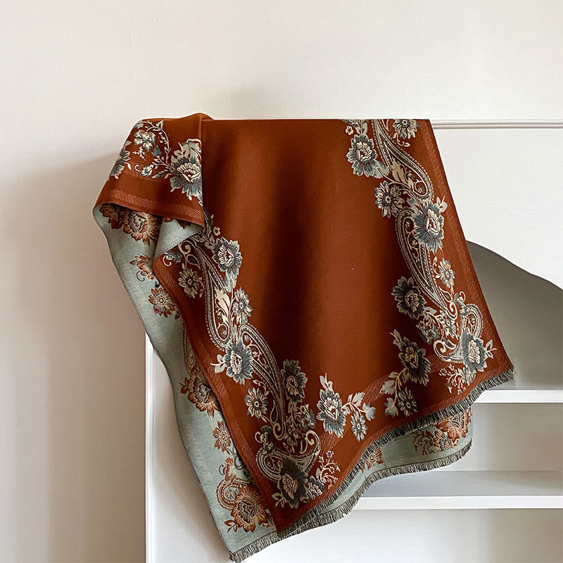 Buddha Stones Fall Cashew Flower Vines Pattern Warm Cozy Scarf Shawl - image 1