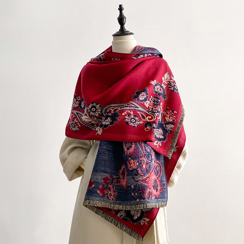 Buddha Stones Fall Cashew Flower Vines Pattern Warm Cozy Scarf Shawl - image 5