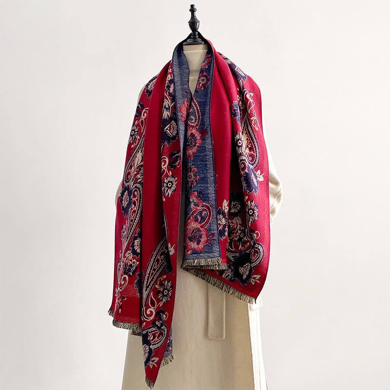 Buddha Stones Fall Cashew Flower Vines Pattern Warm Cozy Scarf Shawl - image 6