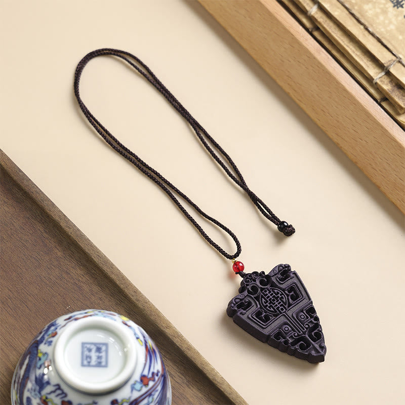Buddha Stones Fox Mask Butterfly Taotie Peace Buckle Fortune Necklace Pendant - Inverted triangle - image 14