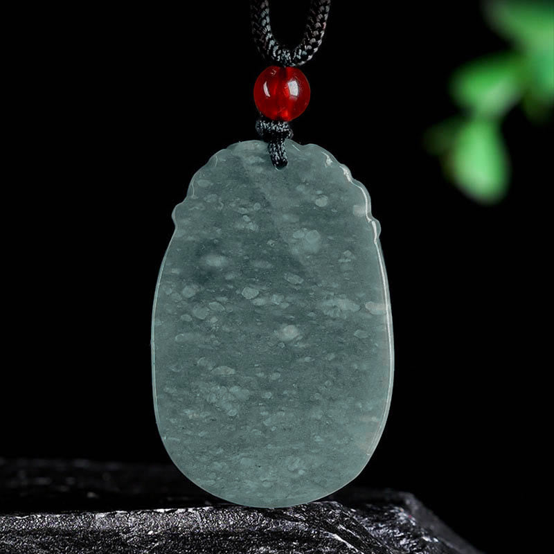 Buddha Stones Chinese Zodiac Jade Year of the Horse Luck Rope Necklace Pendant - image 2