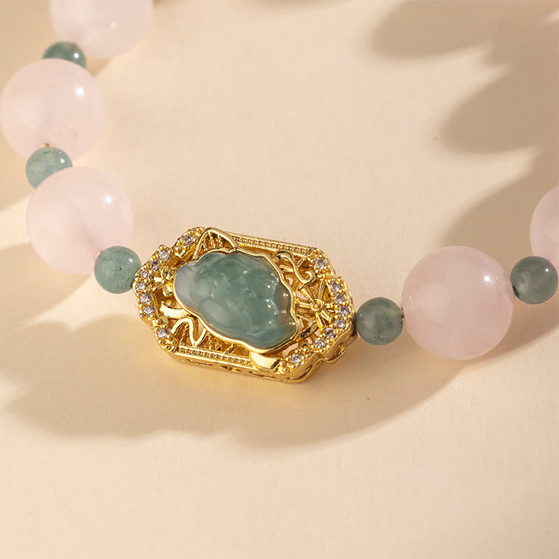 Buddha Stones Rose Quartz Jade Caring Kindness Bracelet - image 3