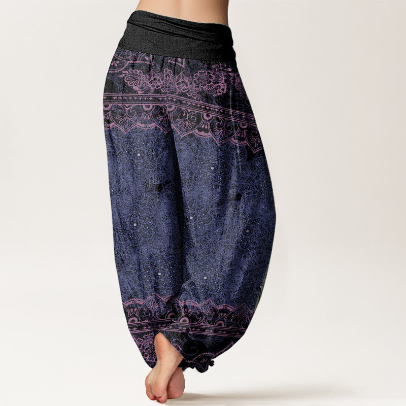 Buddha Stones Cotton Elegant Mandala Flowers Design Women's Elastic Waist Harem Pants - image 6
