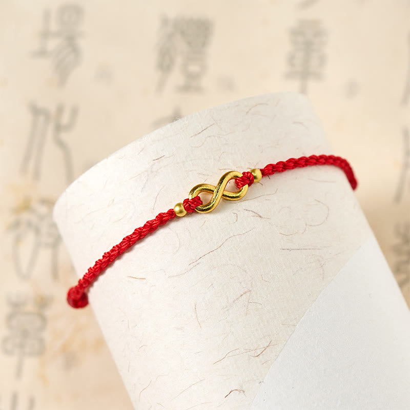 Buddha Stones "May Endless Luck Find You" Infinity Charm Brass Red String Bracelet Includes Gift Message Card - image 9