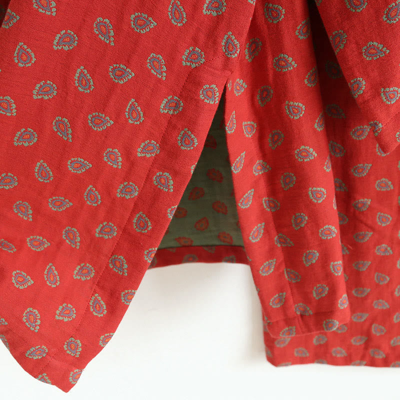Buddha Stones 2pcs Colorful Floral Long Sleeve Frog-Button Shirt Pants With Pockets Pure Cotton Set - image 16
