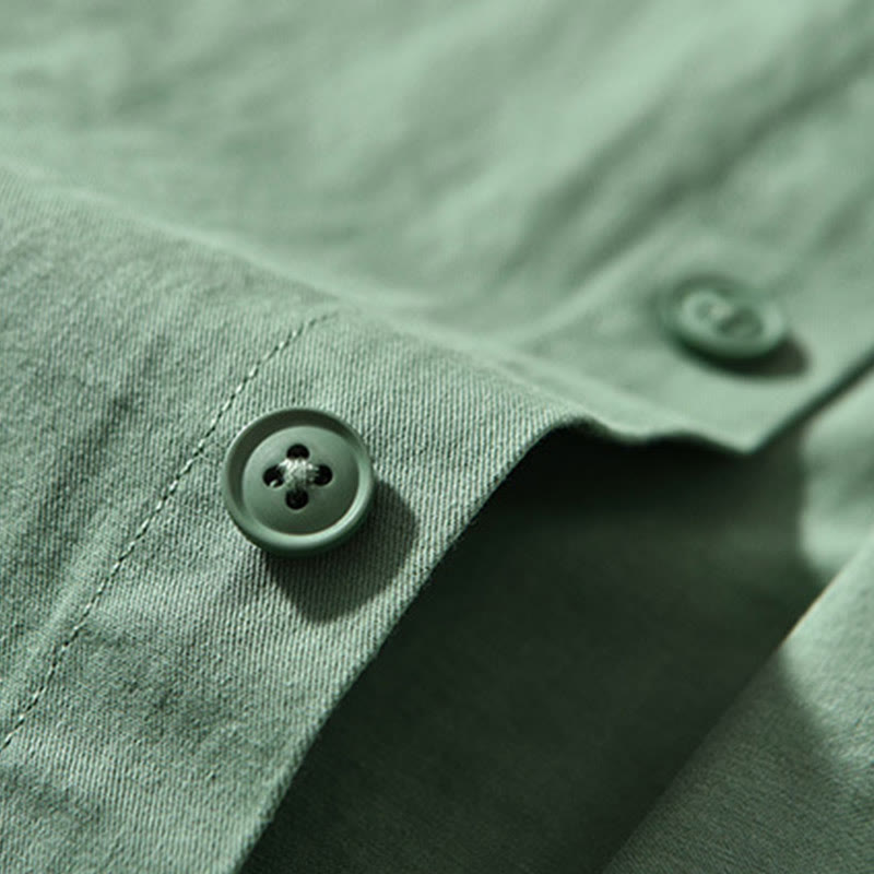 Buddha Stones Crew Neck Solid Color Men's Long Sleeve Cotton Thickened Jacket With Pockets - image 6