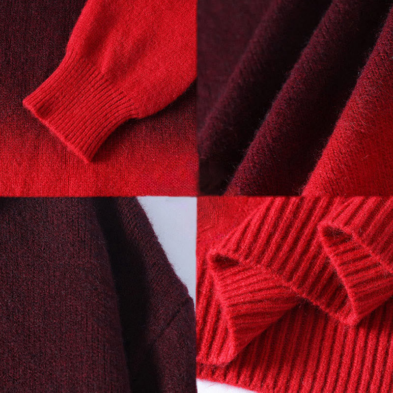 Buddha Stones Winter Stand Collar Gradient Color Design Warm Men's Long Sleeve Knitted Sweater - image 8
