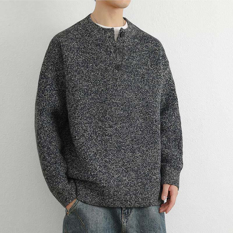 Buddha Stones Winter V-Neck Buttons Ribbed Design Warm Men's Long Sleeve Knitted Sweater - image 22