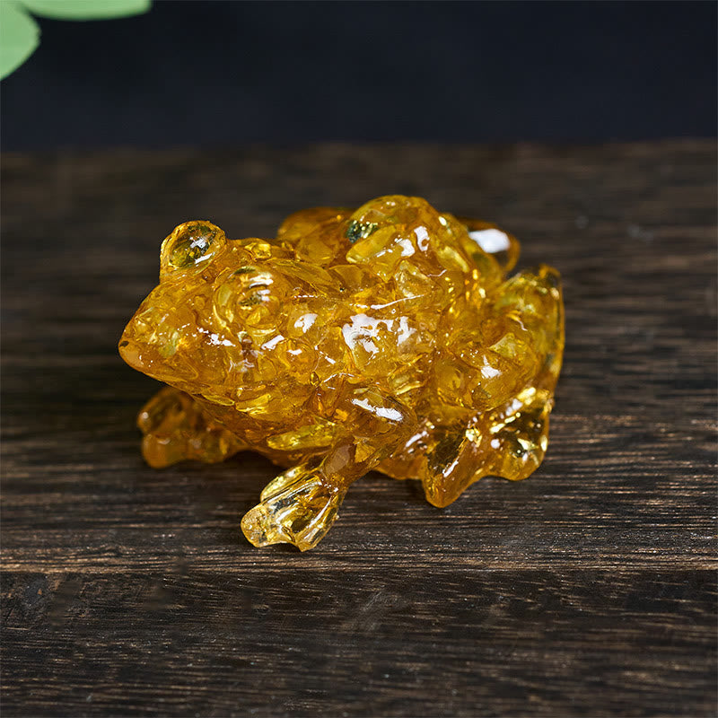 Buddha Stones Crystal Drip Resin Small Frog Passion Decoration Statue - Citrine Decorations(65*55*38mm) - image 34
