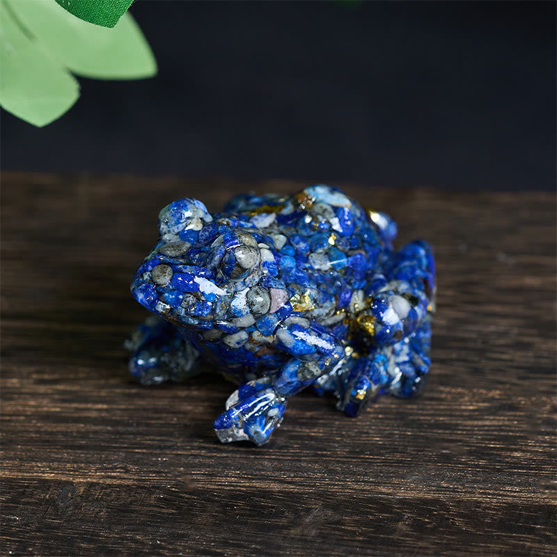 Buddha Stones Crystal Drip Resin Small Frog Passion Decoration Statue - Lazurite(65*55*38mm) - image 14
