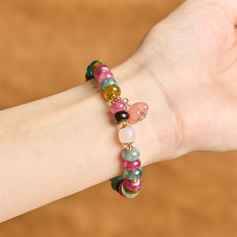 Buddha Stones Tourmaline Yanyuan Agate Peach Blossoms Love Bracelet - image 4