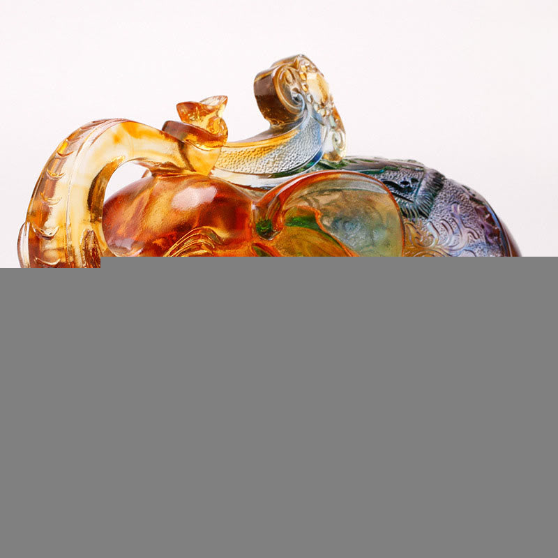 Buddha Stones Handmade Liuli Crystal Elephant Art Piece Wisdom Wealth Home Decoration - image 10