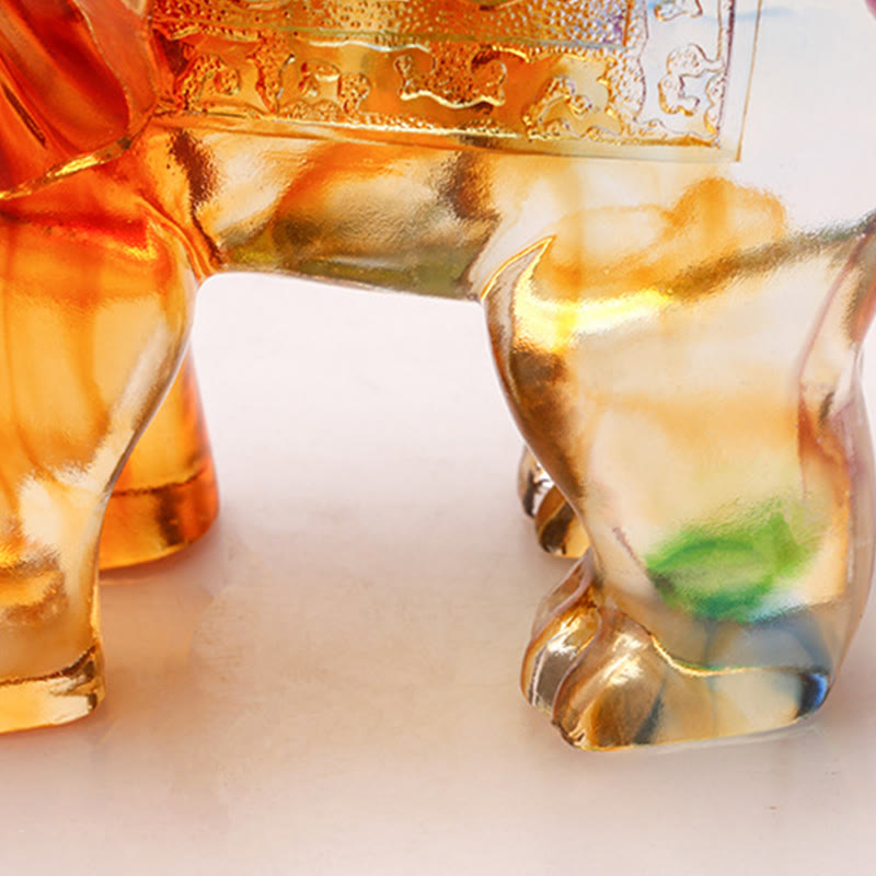 Buddha Stones Handmade Liuli Crystal Elephant Art Piece Wisdom Wealth Home Decoration - image 15