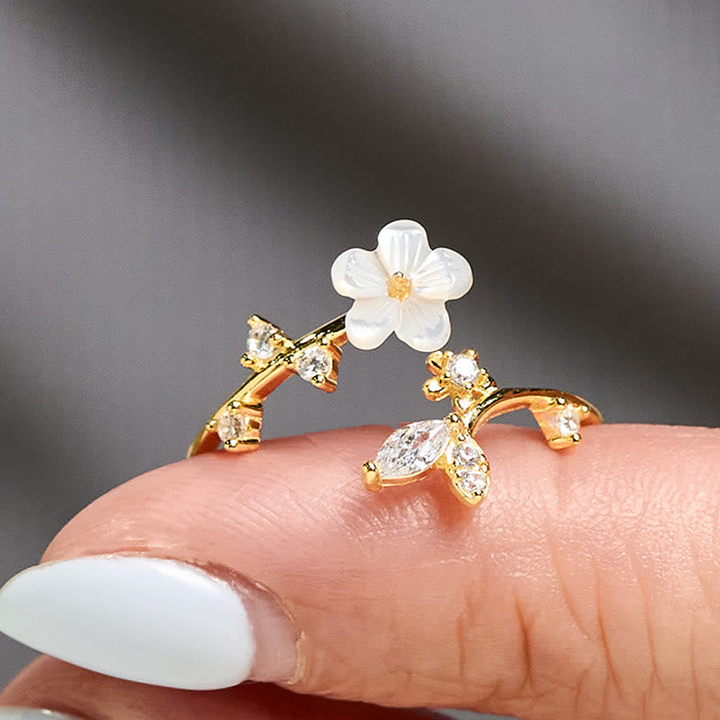 Buddha Stones 925 Sterling Silver White Flower Design Adjustable Blessing Ring - image 19
