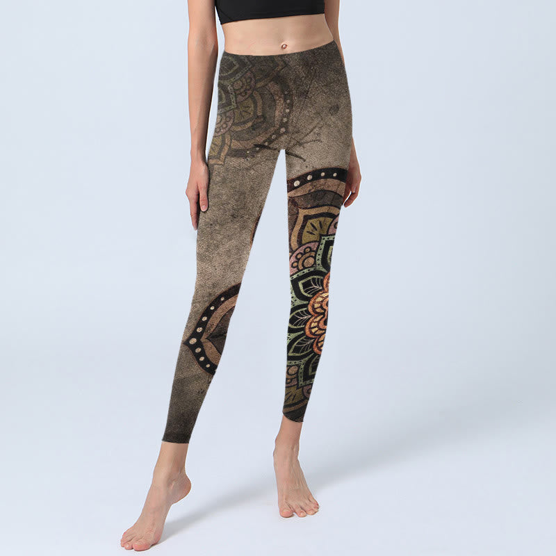 Buddha Stones Mandala Print Design Gym Leggings Women's Yoga Pants - image 5