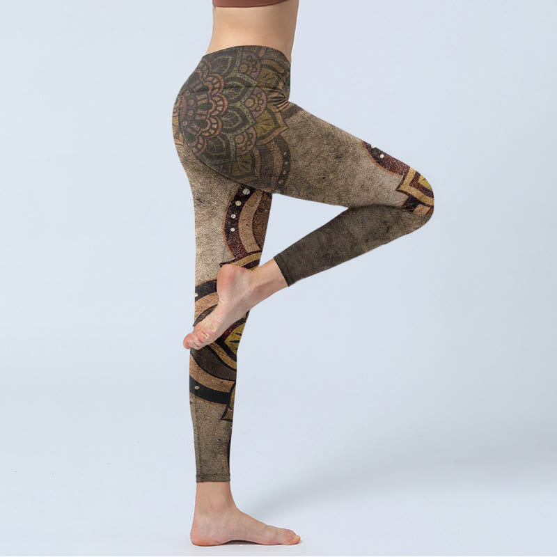Buddha Stones Mandala Print Design Gym Leggings Women's Yoga Pants - image 3