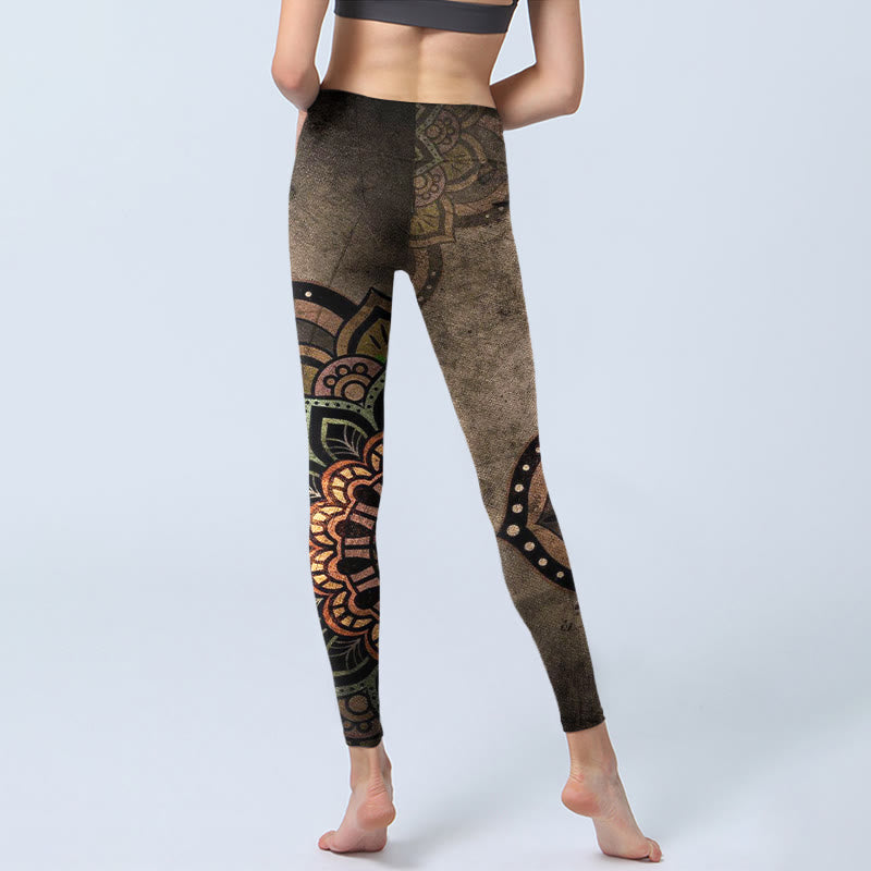 Buddha Stones Mandala Print Design Gym Leggings Women's Yoga Pants - image 6