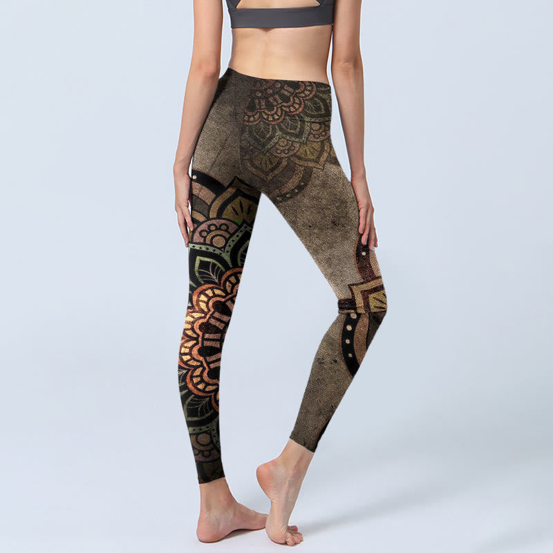 Buddha Stones Mandala Print Design Gym Leggings Women's Yoga Pants - image 4