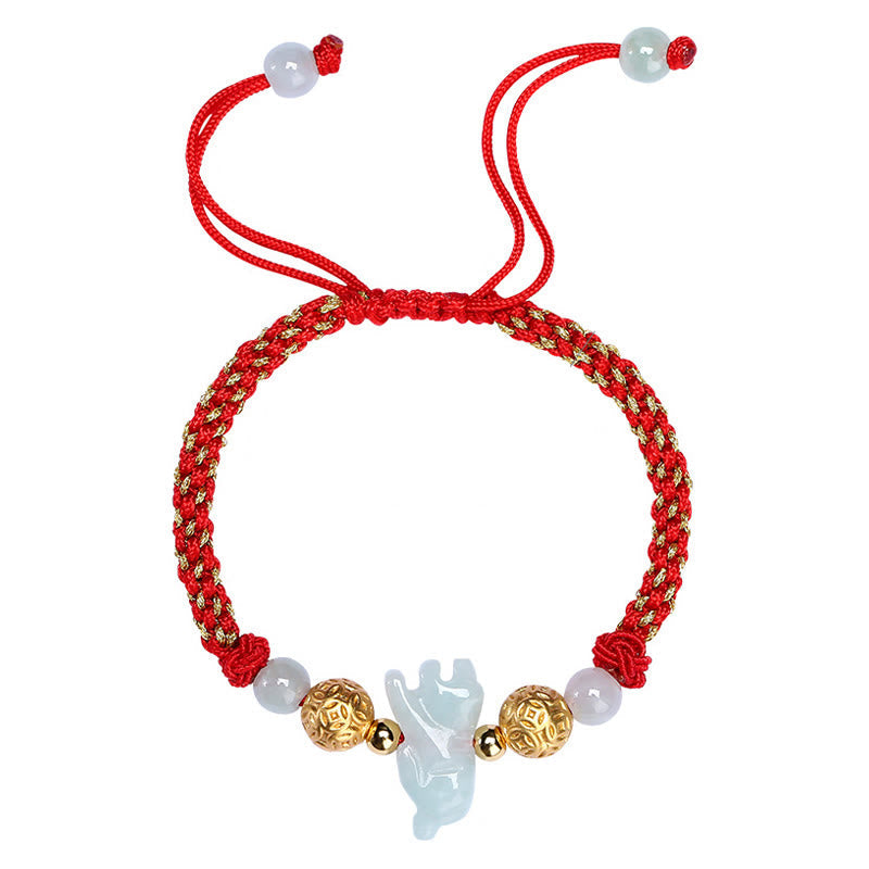 Buddha Stones Chinese Zodiac Jade Silver Beads Year Of The Horse Red String Luck Bracelet - image 13