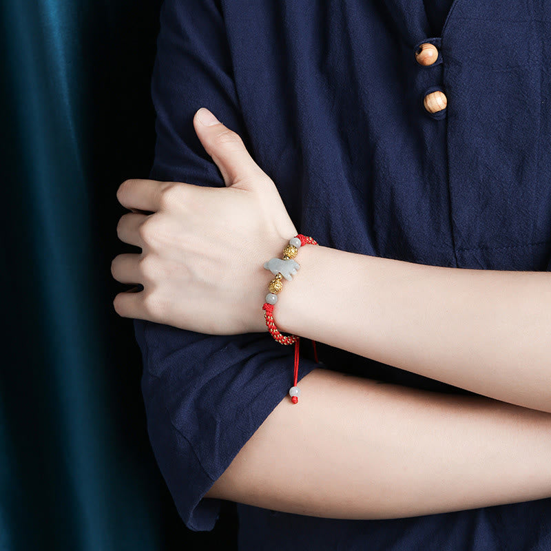 Buddha Stones Chinese Zodiac Jade Silver Beads Year Of The Horse Red String Luck Bracelet - image 11