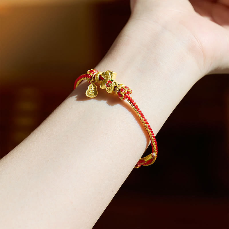 Buddha Stones Year Of The Horse Red String Copper Braided Luck Bracelet - image 2