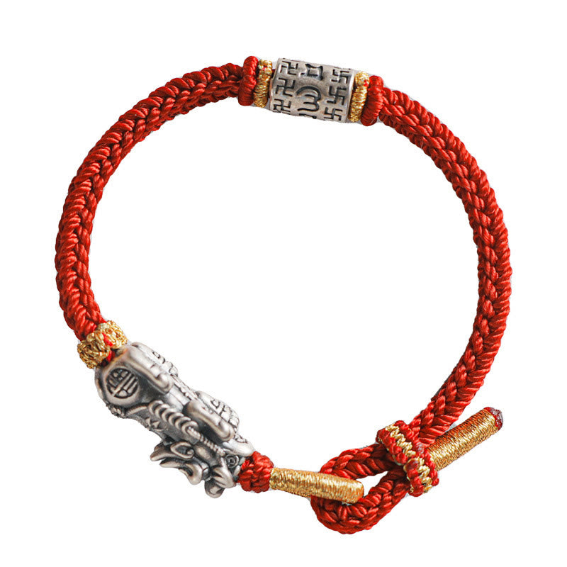 Buddha Stones 925 Sterling Silver Pixiu Om Mani Padme Hum Protection String Bracelet - image 12