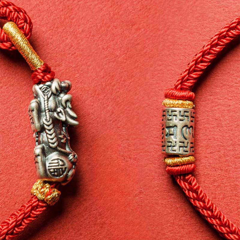 Buddha Stones 925 Sterling Silver Pixiu Om Mani Padme Hum Protection String Bracelet - image 11