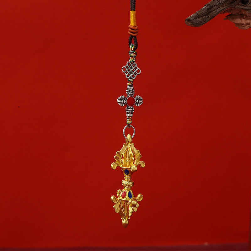 Buddha Stones Vajra Enlightenment Rope Key Chain - Gold - image 2