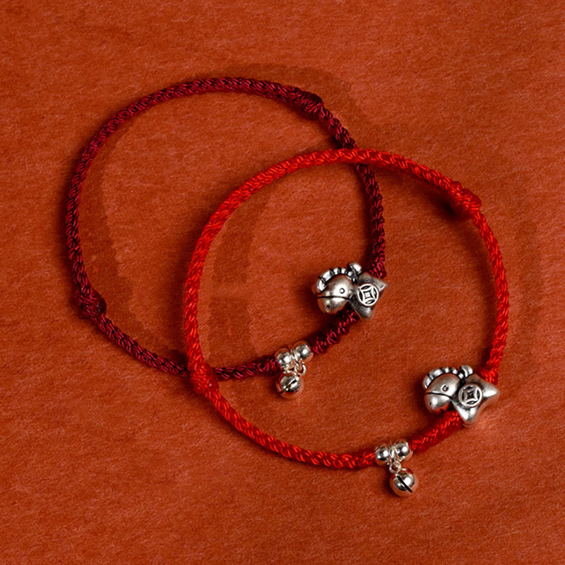 Buddha Stones 999 Sterling Silver Year Of The Horse 925 Sterling Silver Bell String Luck Child Adult Bracelet Anklet - image 21