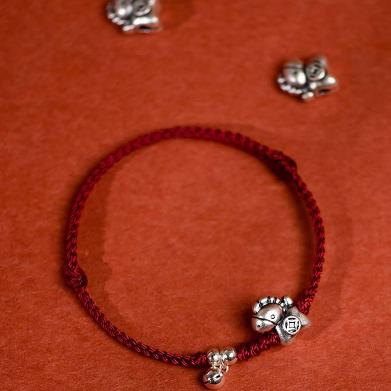 Buddha Stones 999 Sterling Silver Year Of The Horse 925 Sterling Silver Bell String Luck Child Adult Bracelet Anklet - image 17