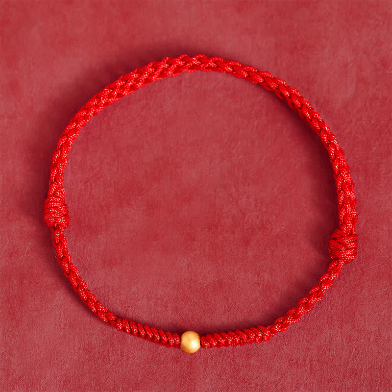 Buddha Stones "A Simple Wish for You" 925 Sterling Silver Plated Gold Single Bead Red Rope Bracelet Anklet Includes Gift Message Card - image 16