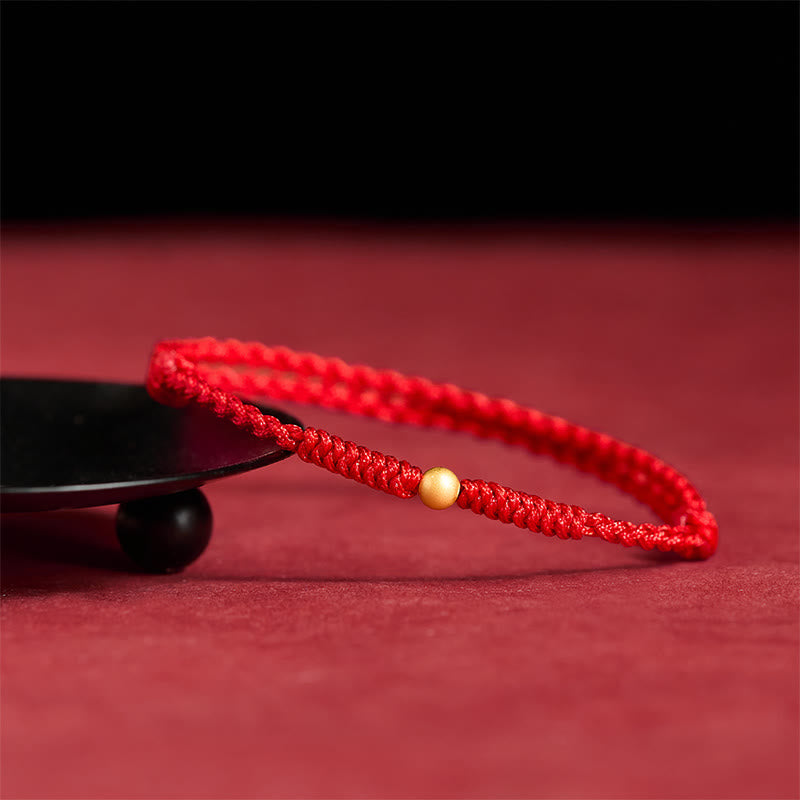Buddha Stones "A Simple Wish for You" 925 Sterling Silver Plated Gold Single Bead Red Rope Bracelet Anklet Includes Gift Message Card - image 21