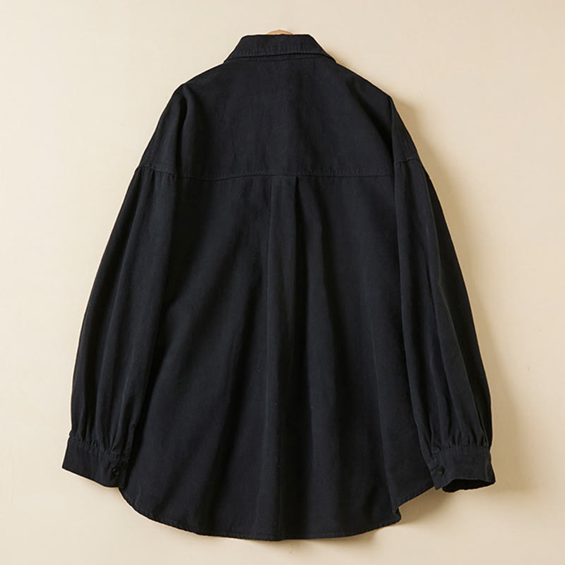 Buddha Stones Casual Buttons Design Women's Stand Collar Long Sleeve Cotton Shirt - image 22