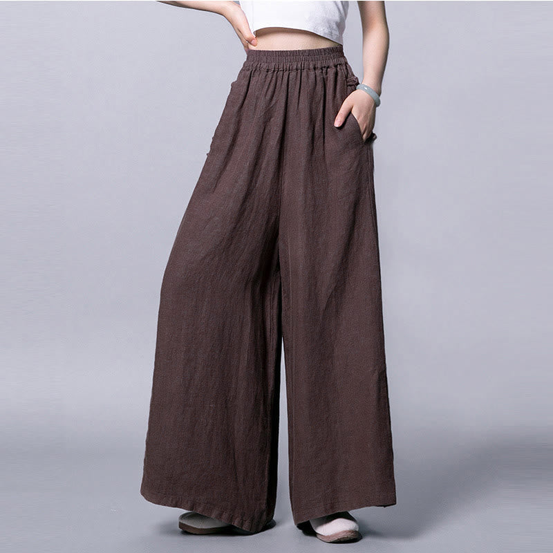 Buddha Stones Casual Frog-Button High Waist Wide Leg Pants With Pockets - SaddleBrown - US12,UK/AU16,EU44 (3XL) - image 9
