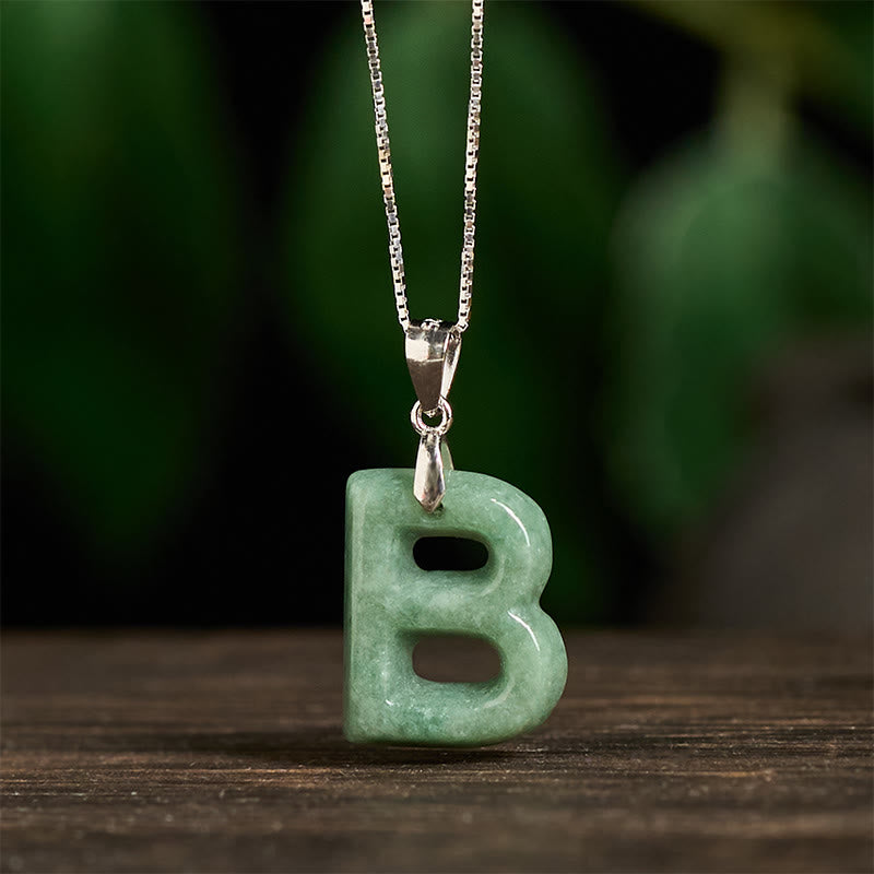 Buddha Stones "May You Find Your Own Meaning" Natural A-Z Letter Jade Titanium Steel Chain Necklace Includes Gift Message Card - image 128