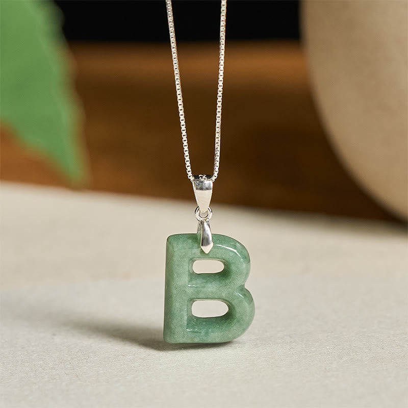 Buddha Stones "May You Find Your Own Meaning" Natural A-Z Letter Jade 925 Sterling Silver Chain Necklace Includes Gift Message Card - image 19