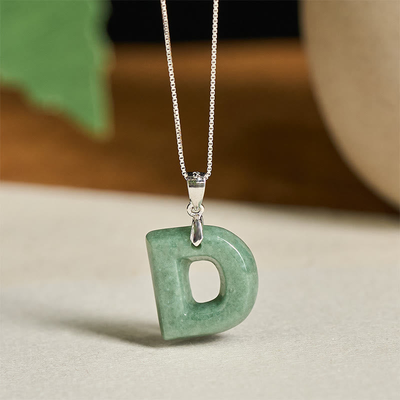Buddha Stones "May You Find Your Own Meaning" Natural A-Z Letter Jade Titanium Steel Chain Necklace Includes Gift Message Card - image 138