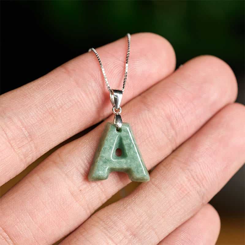 Buddha Stones "May You Find Your Own Meaning" Natural A-Z Letter Jade Titanium Steel Chain Necklace Includes Gift Message Card - image 121