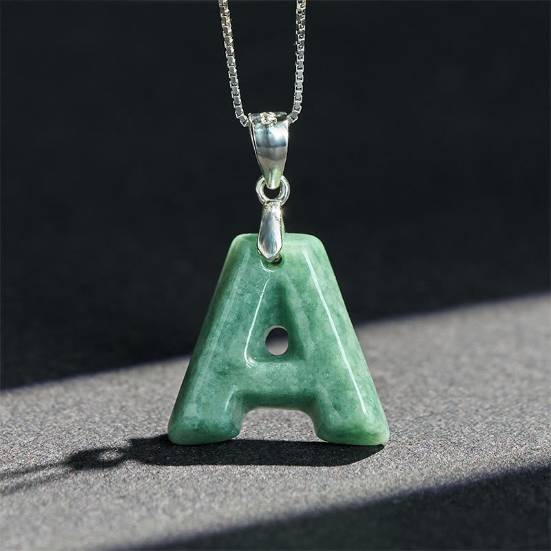 Buddha Stones "May You Find Your Own Meaning" Natural A-Z Letter Jade Titanium Steel Chain Necklace Includes Gift Message Card - image 123