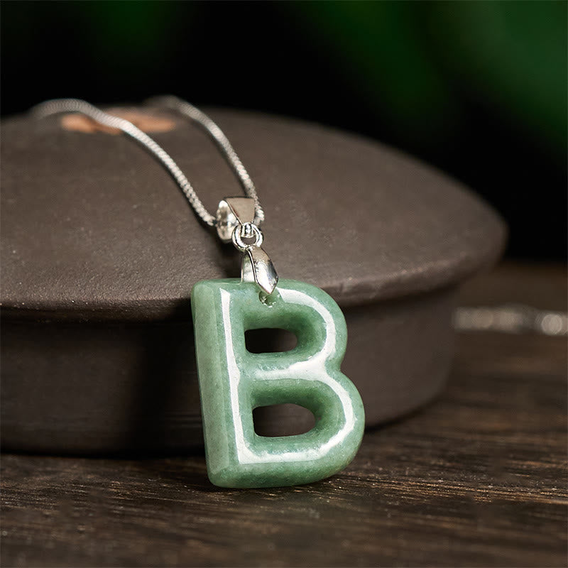 Buddha Stones "May You Find Your Own Meaning" Natural A-Z Letter Jade 925 Sterling Silver Chain Necklace Includes Gift Message Card - image 23