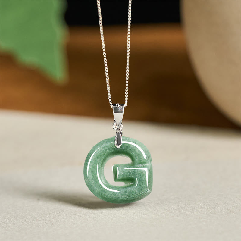 Buddha Stones "May You Find Your Own Meaning" Natural A-Z Letter Jade Titanium Steel Chain Necklace Includes Gift Message Card - image 148