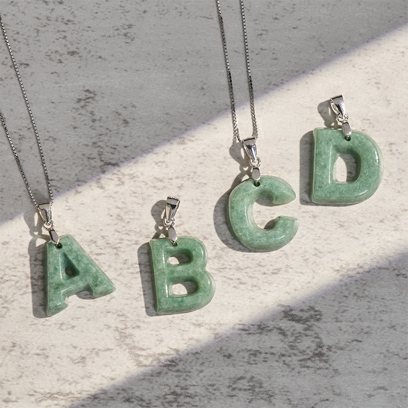 Buddha Stones "May You Find Your Own Meaning" Natural A-Z Letter Jade Titanium Steel Chain Necklace Includes Gift Message Card - image 207