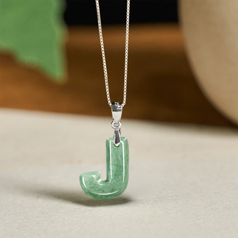 Buddha Stones "May You Find Your Own Meaning" Natural A-Z Letter Jade 925 Sterling Silver Chain Necklace Includes Gift Message Card - image 57