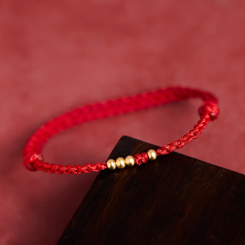 Buddha Stones "Blessings for Clear Connections" 925 Sterling Silver Plated Gold Beads Red String Bracelet Includes Gift Message Card - image 4