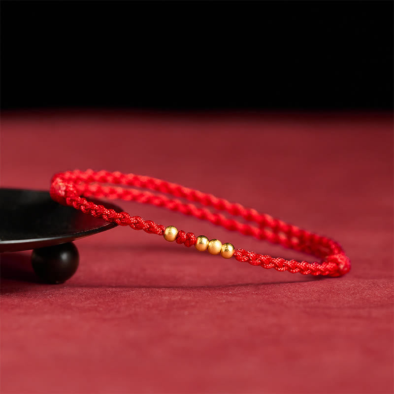 Buddha Stones "Blessings for Clear Connections" 925 Sterling Silver Plated Gold Beads Red String Bracelet Includes Gift Message Card - image 3